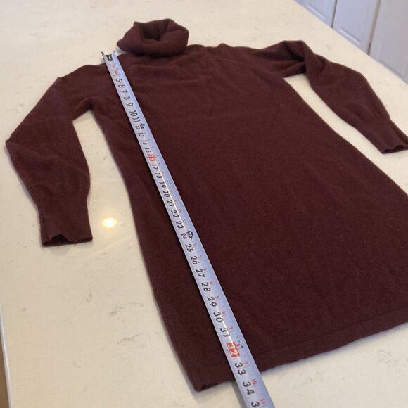 Quince Mongolian Cashmere Kitten Soft Ox Blood Burgundy Turtleneck Dress Small - Picture 8 of 8